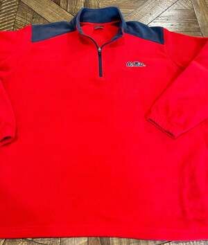 Knights Apparel Ole Miss Size 2XL/2XG Red Quarter-Zip Fleece Pullover